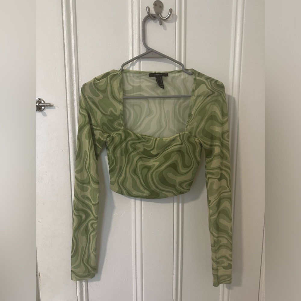 Green cropped top